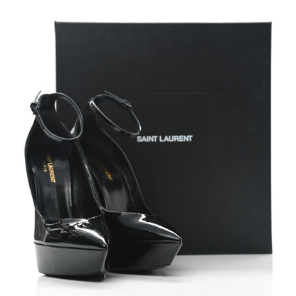 Saint Laurent Patent Calfskin Betty 110 Ankle Strap Pumps 38 Black 9 of 9