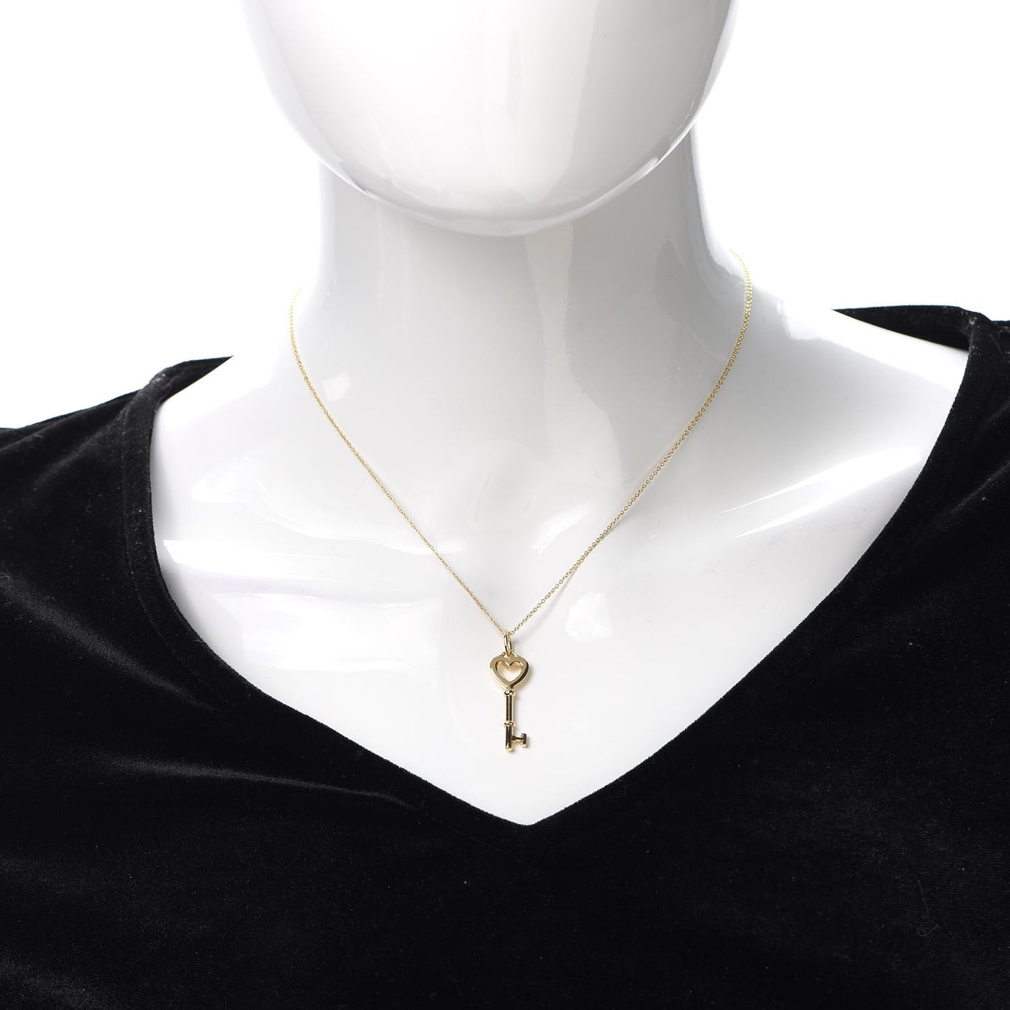 18K Yellow Gold Mini Heart Key Pendant Necklace