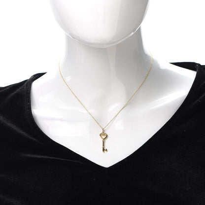 Tiffany 18K Yellow Gold Mini Heart Key Pendant Necklace 2 of 6