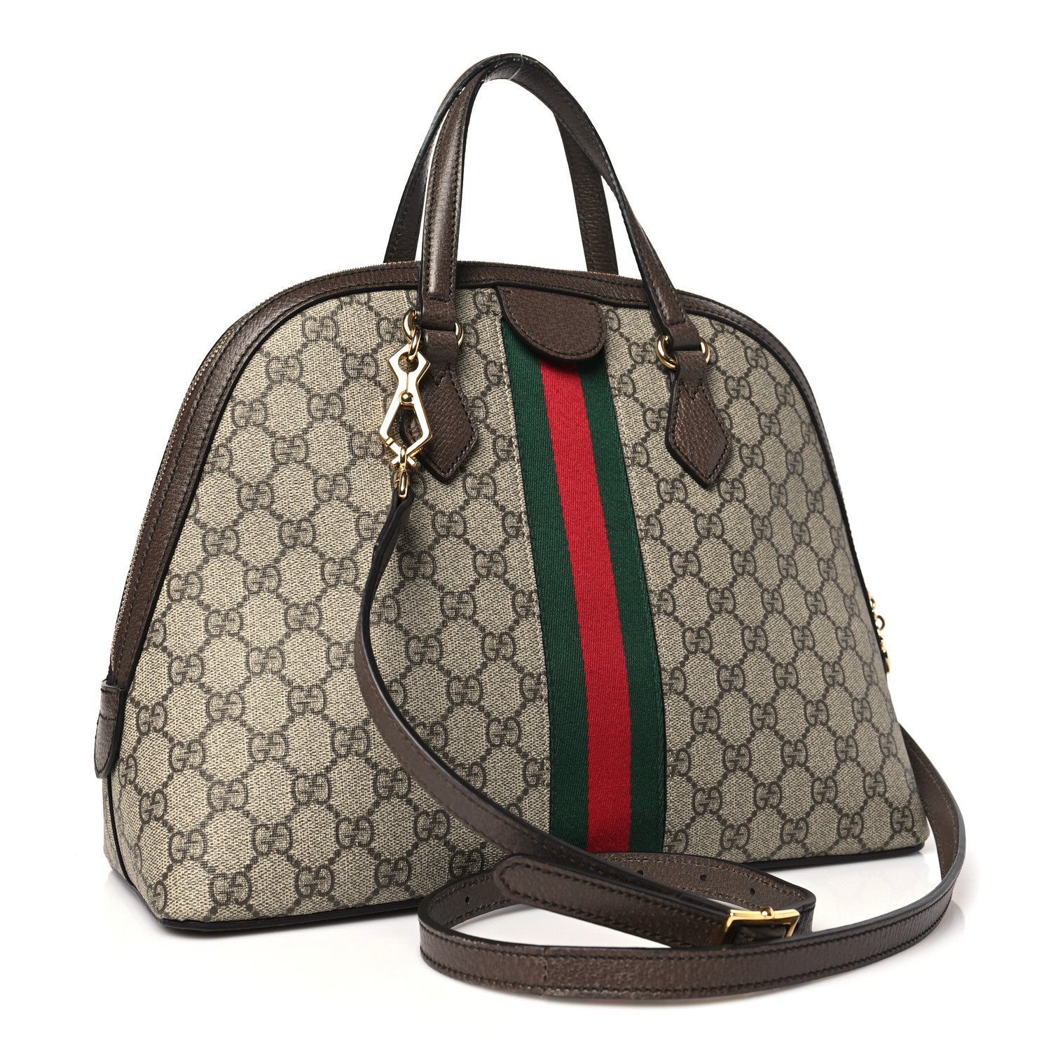 Gucci GG Supreme Monogram Web Medium Ophidia Top Handle Dome Bag Brown 3 of 11