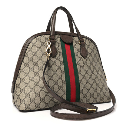 Gucci GG Supreme Monogram Web Medium Ophidia Top Handle Dome Bag Brown 3 of 11