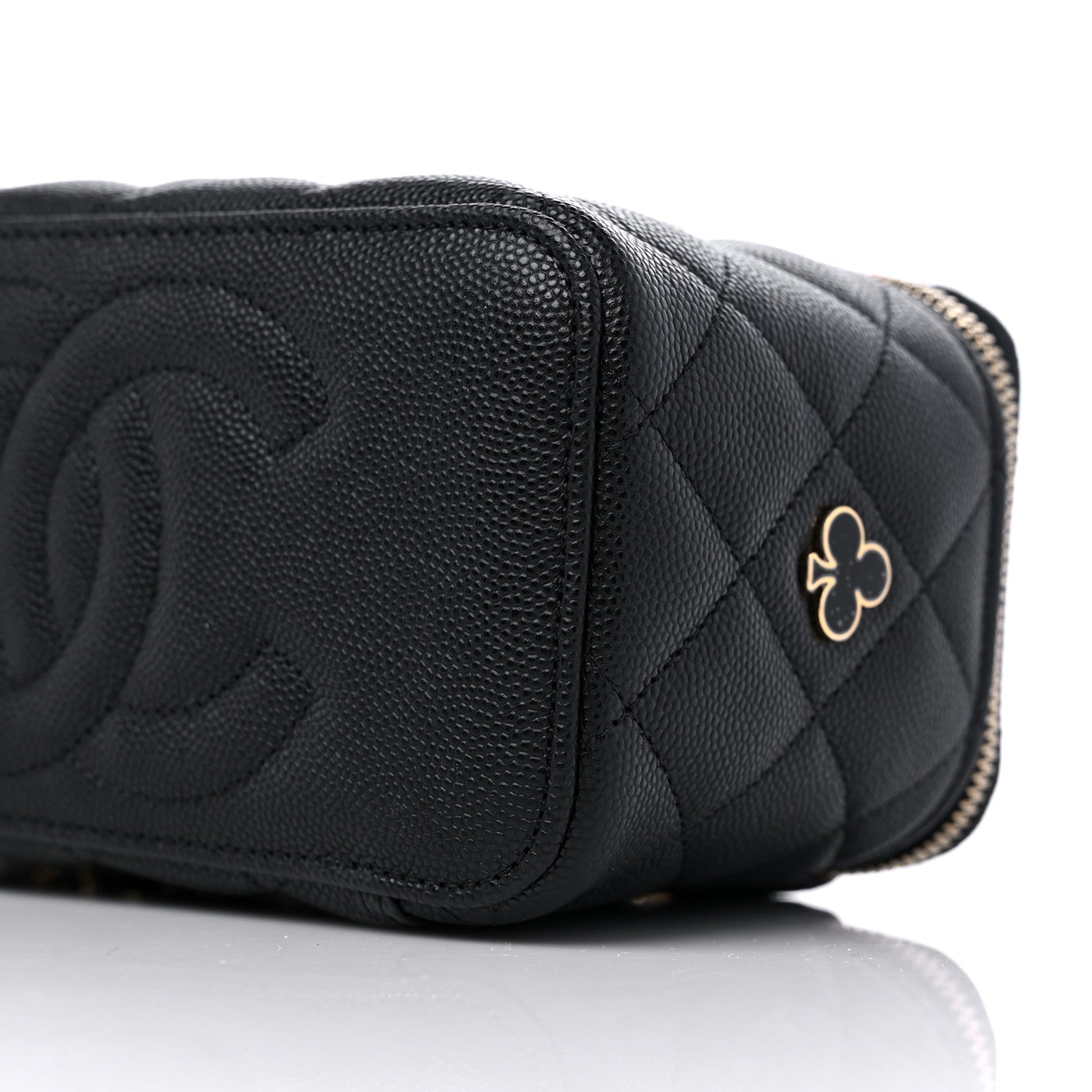 Chanel Caviar Quilted Enamel Coco Casino Small Vanity Case With Chain Black 9 of 10
