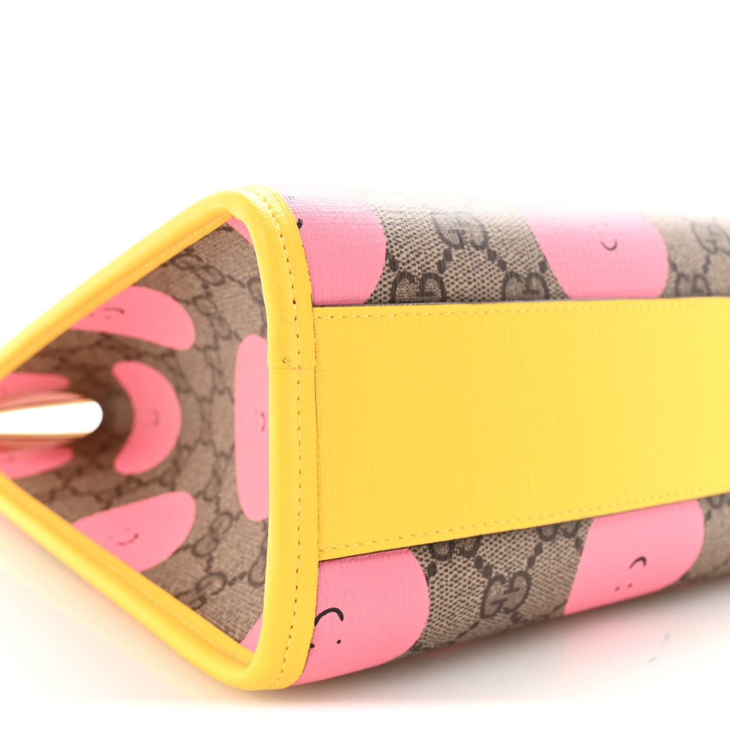 GG Supreme Monogram Childrens Printed Smile Tote Beige Dark Brown Yellow Pink