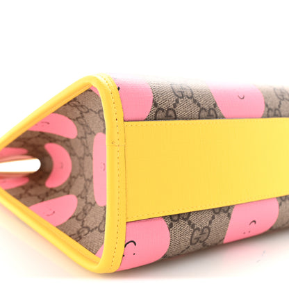 Gucci GG Supreme Monogram Childrens Printed Smile Tote Beige Dark Brown Yellow Pink 9 of 10