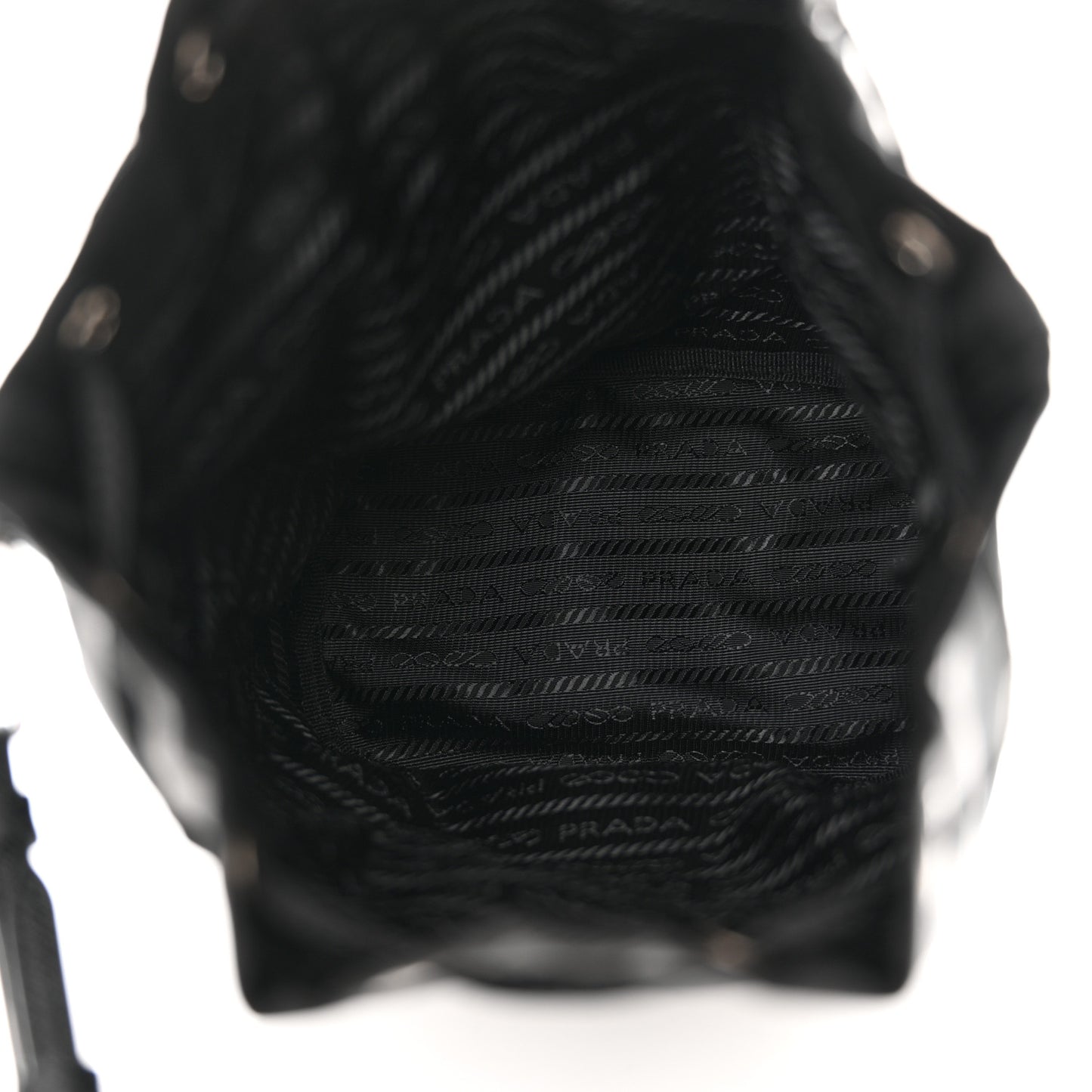 Saffiano Tessuto Nylon Vela Bucket Wristlet Black