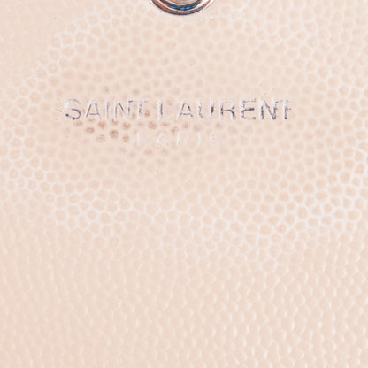 Saint Laurent Grain De Poudre Matelasse Chevron Monogram Envelope Chain Wallet Nude Powder 6 of 7