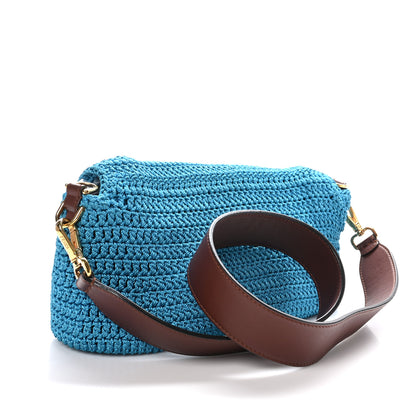 Fendi Fabric Crochet Vitello Grace Plexiglass Baguette Cyber Blue Ghianda 3 of 10