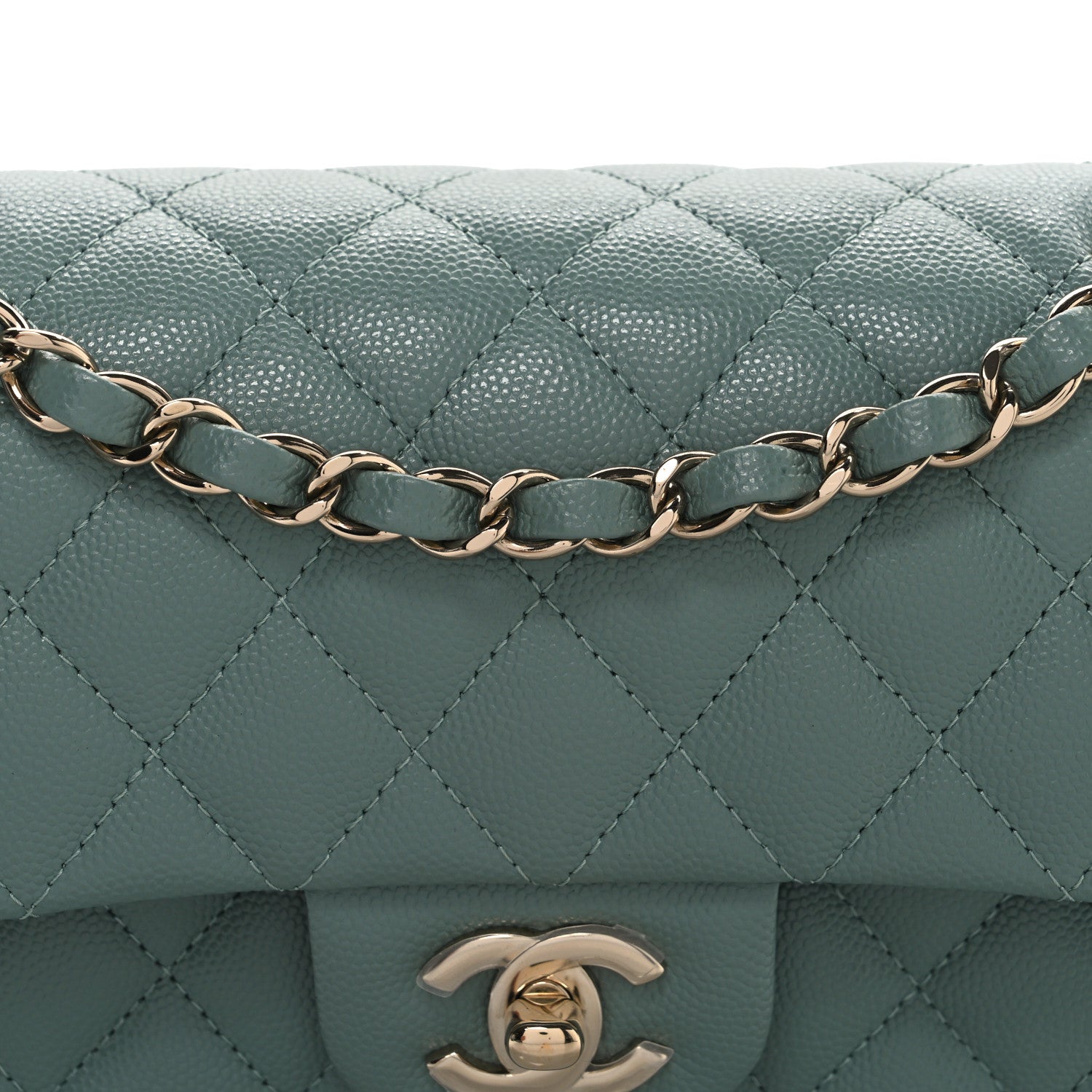 Chanel Caviar Quilted Small Double Flap Light Blue 8 of 10