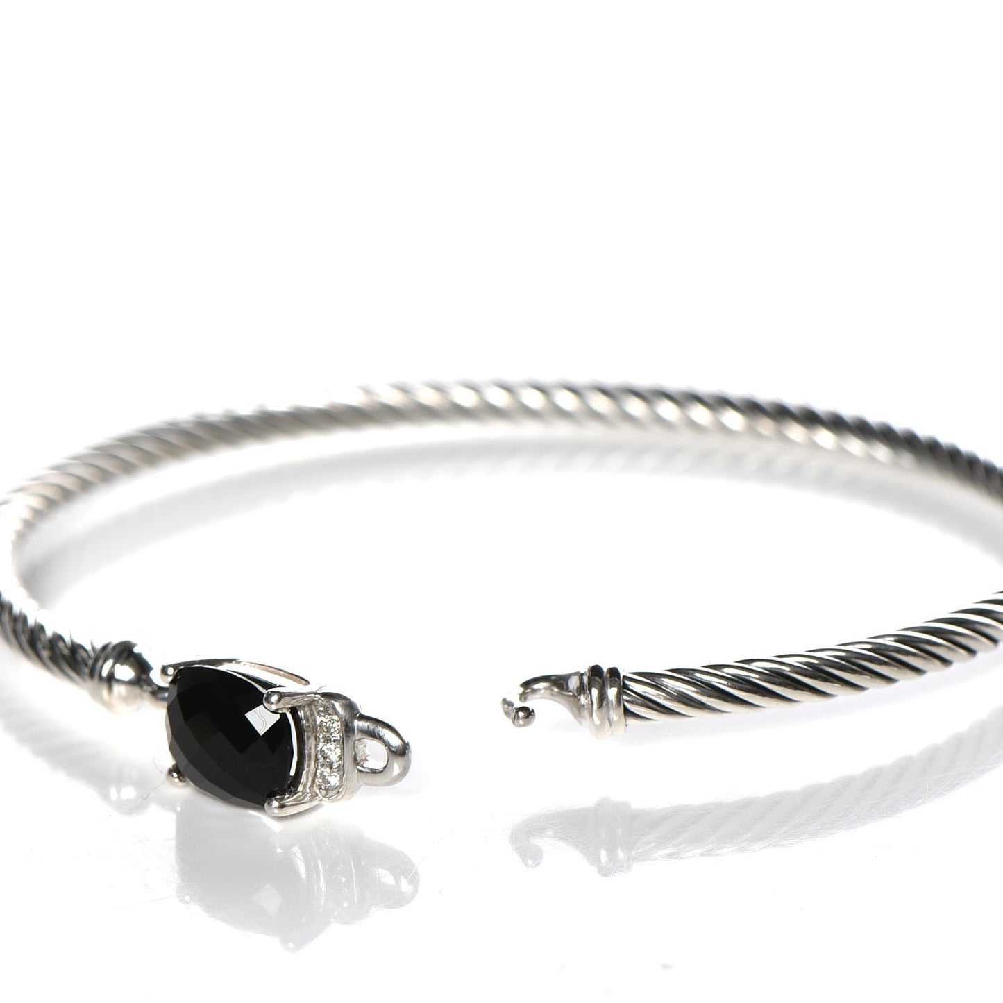 Sterling Silver Diamond Black Onyx 3mm Petite Wheaton Bracelet