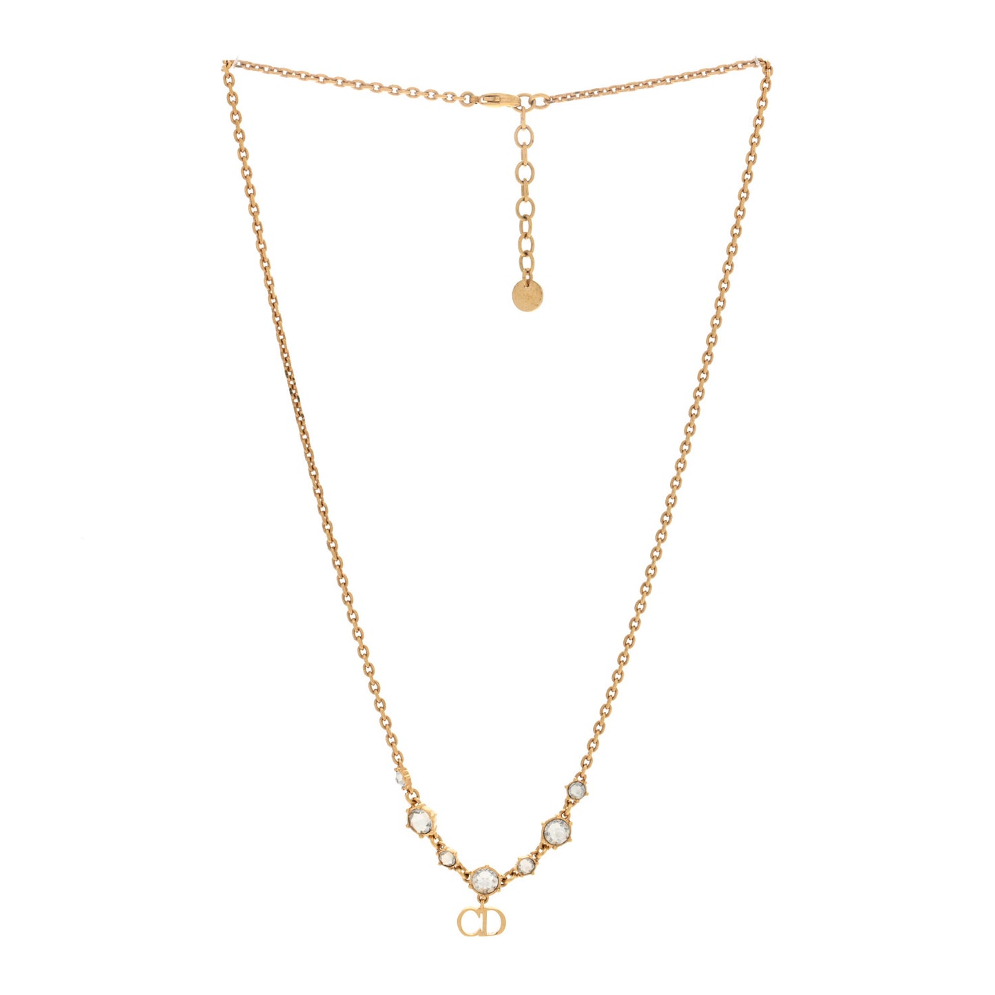 Metal Crystal Clair D Lune Necklace Gold Blue