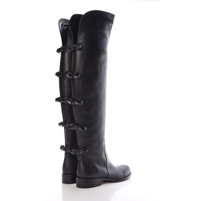 Valentino Garavani Calfskin Multi Bow Over the Knee Boots 37 Black 4 of 9