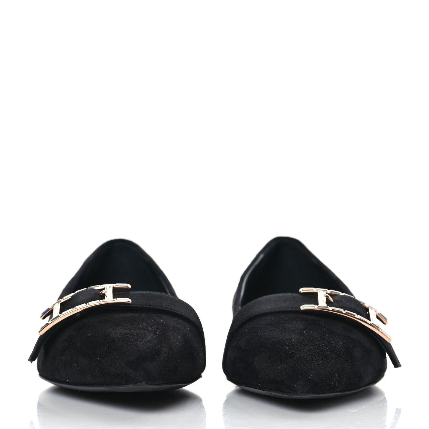 Suede Goatskin Crystal Douce Ballerina Flats 36 Black