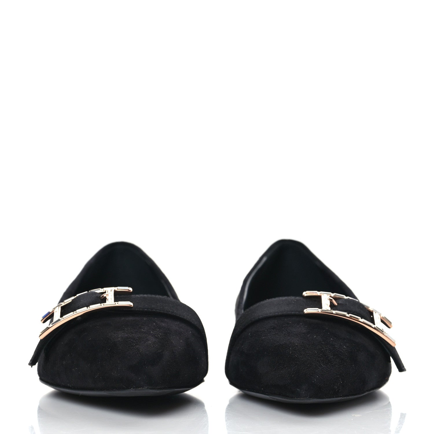 Hermes Suede Goatskin Crystal Douce Ballerina Flats 36 Black 2 of 8