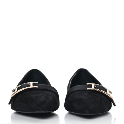 Hermes Suede Goatskin Crystal Douce Ballerina Flats 36 Black 2 of 8