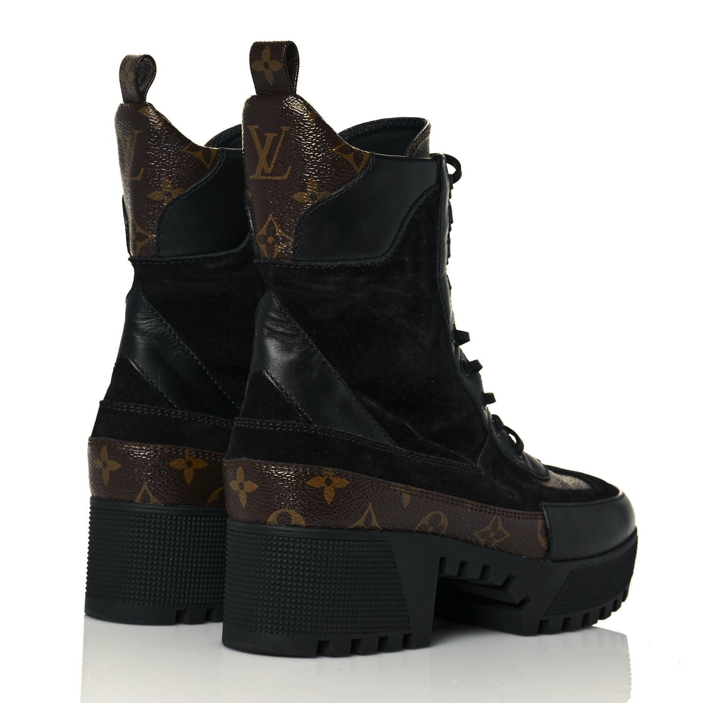 Suede Calfskin Monogram Laureate Platform Desert Boots 41 Black
