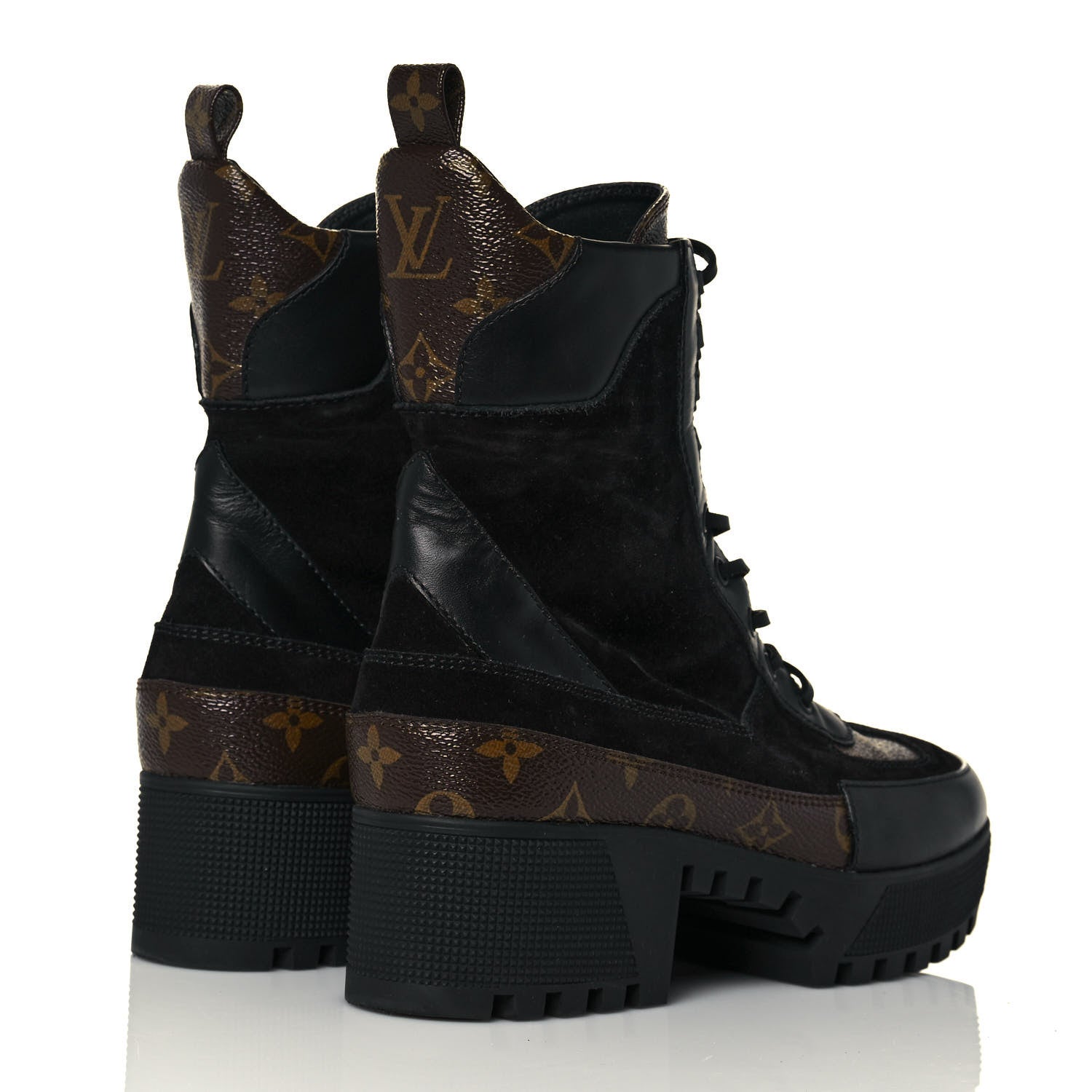 Louis Vuitton Suede Calfskin Monogram Laureate Platform Desert Boots 41 Black 4 of 7