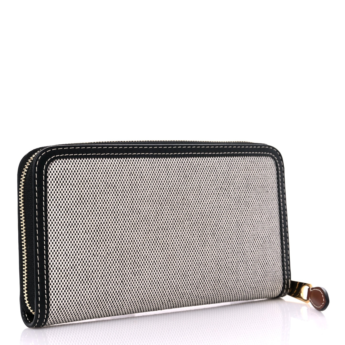 Canvas Horseferry Print Elmore Zip Around Wallet Black Tan