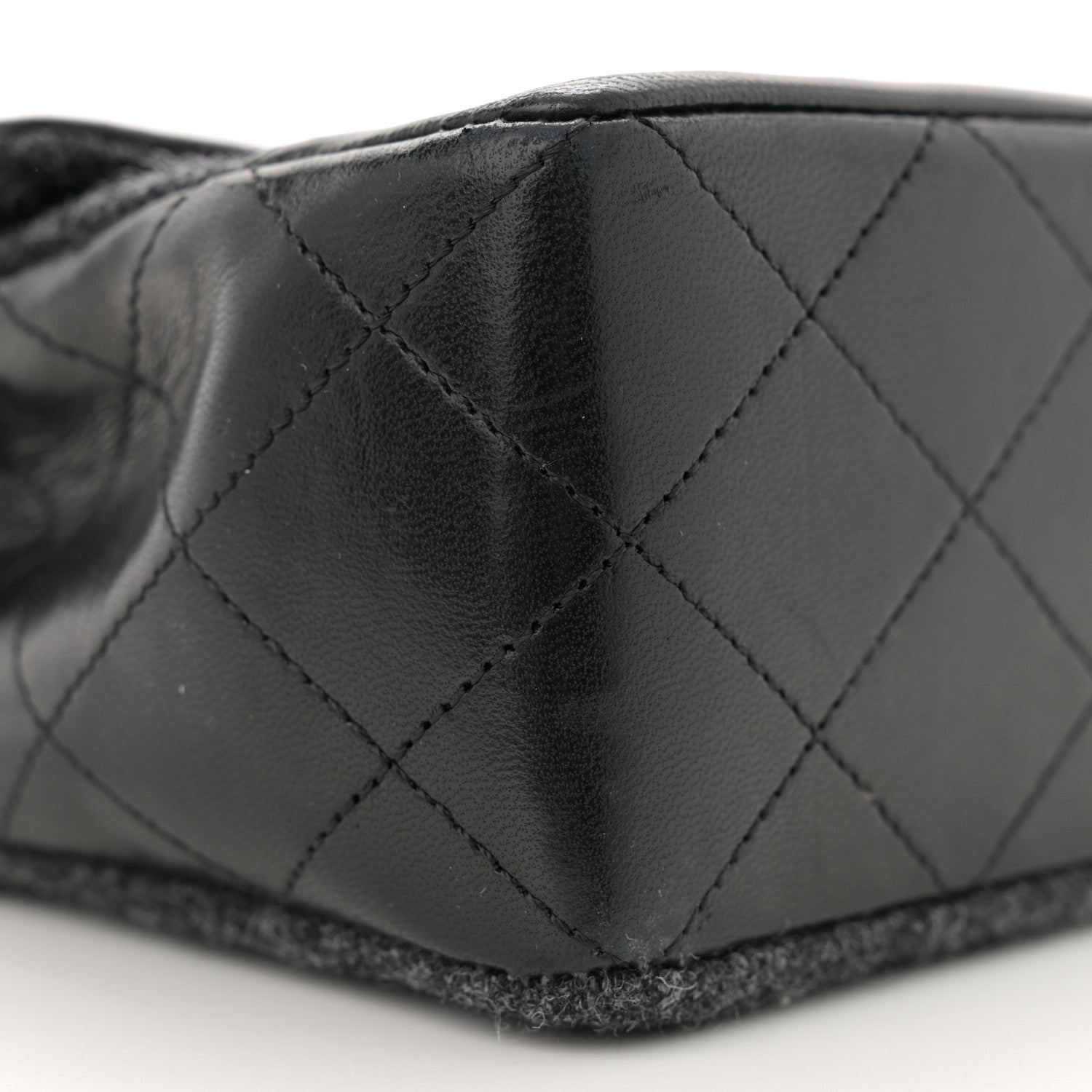 Chanel Lambskin Felt Quilted Small Single Flap With Pouch Grey Black 10 of 13