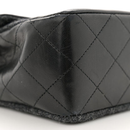 Chanel Lambskin Felt Quilted Small Single Flap With Pouch Grey Black 10 of 13