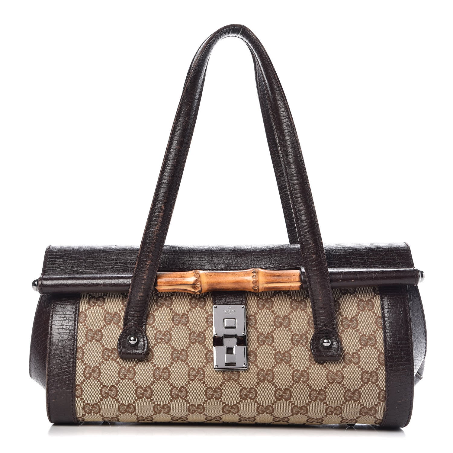 Gucci Monogram Bamboo Bullet Bag Dark Brown 1 of 19