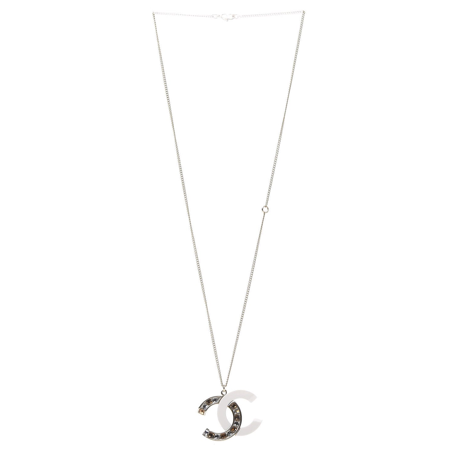 Resin Crystal Baguette CC Necklace Gold White