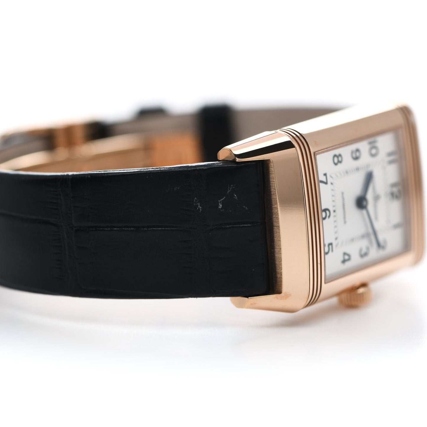 18K Rose Gold Alligator Diamond 24.4mm Reverso Classic Duetto Manual Winding Watch Q2572420