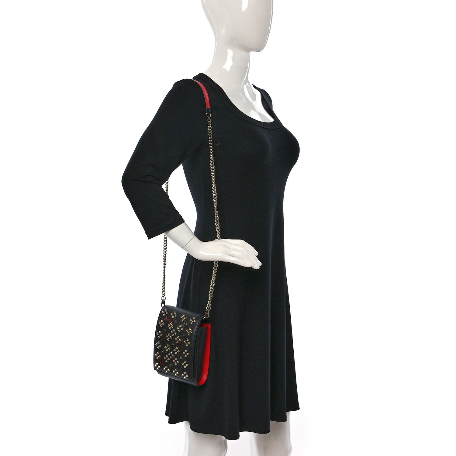 Christian Louboutin Calfskin Spikes Loubinthesky Paloma Crossbody Phone Case Black Multicolor 2 of 8