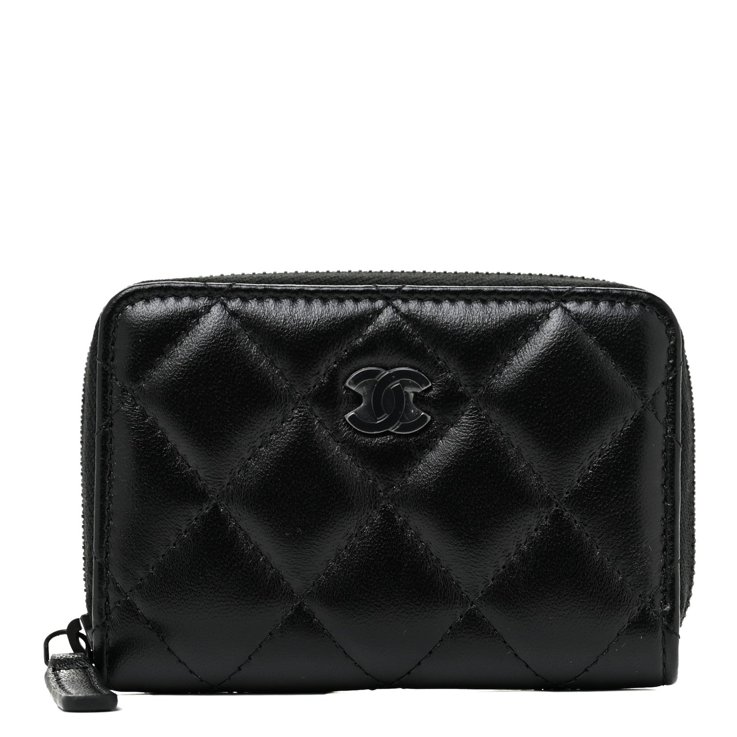 Lambskin Quilted Zip Coin Purse So Black