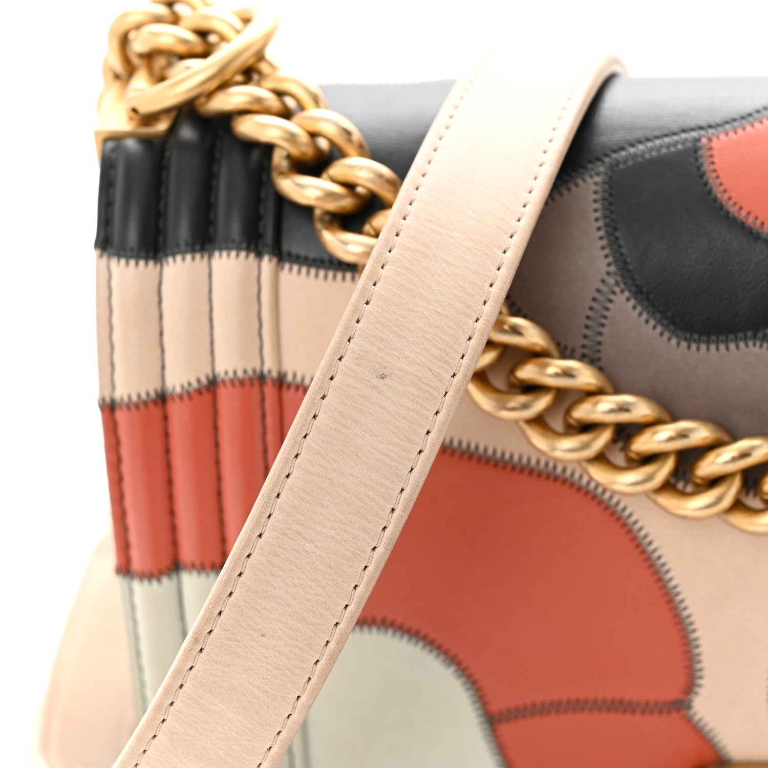 Chanel Lambskin Suede Patchwork Medium Act I Camellia Boy Flap Charcoal Brown Pink 11 of 12