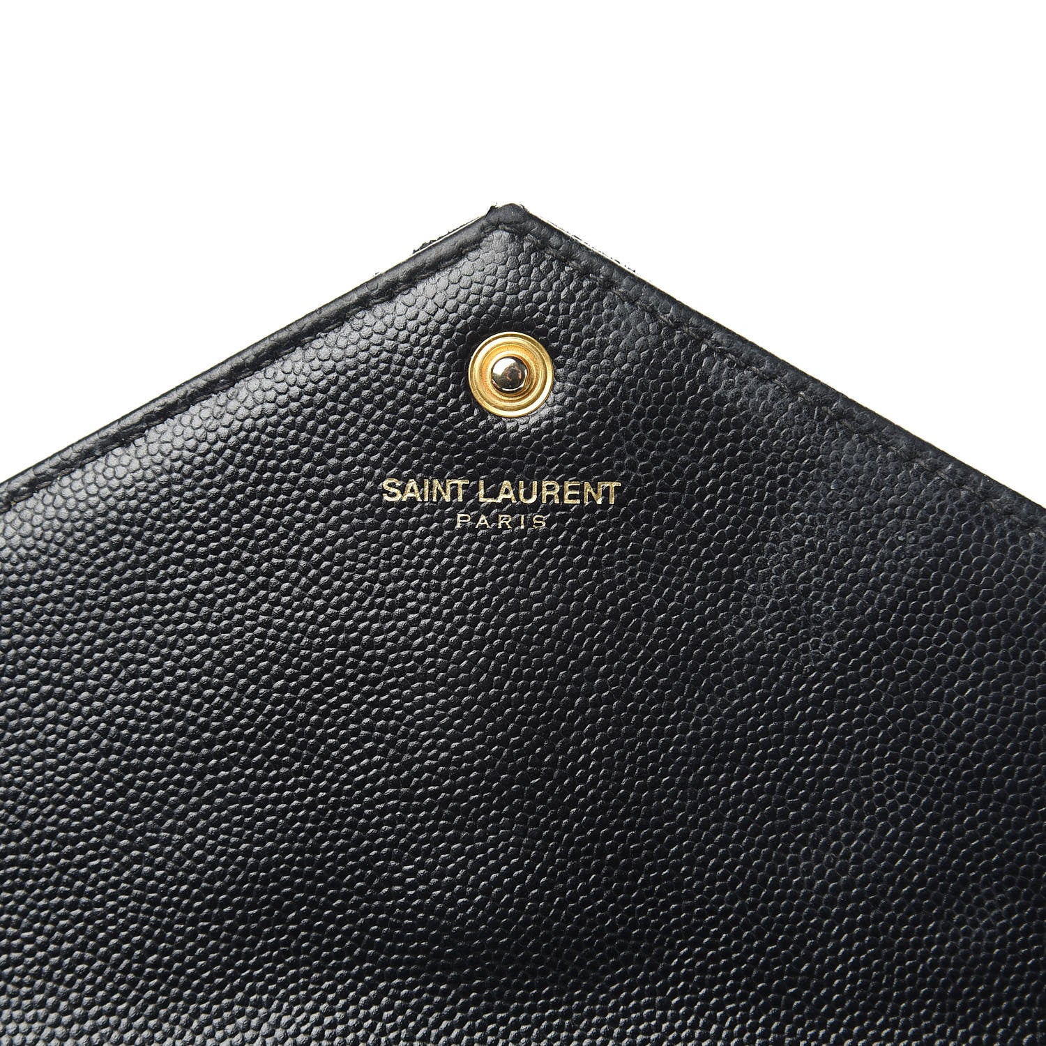 Saint Laurent Grain De Poudre Matelasse Chevron Monogram Chain Wallet Black 6 of 15
