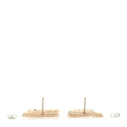 Chanel Crystal Cha-Nel Logo Drop Earrings Gold 3 of 6