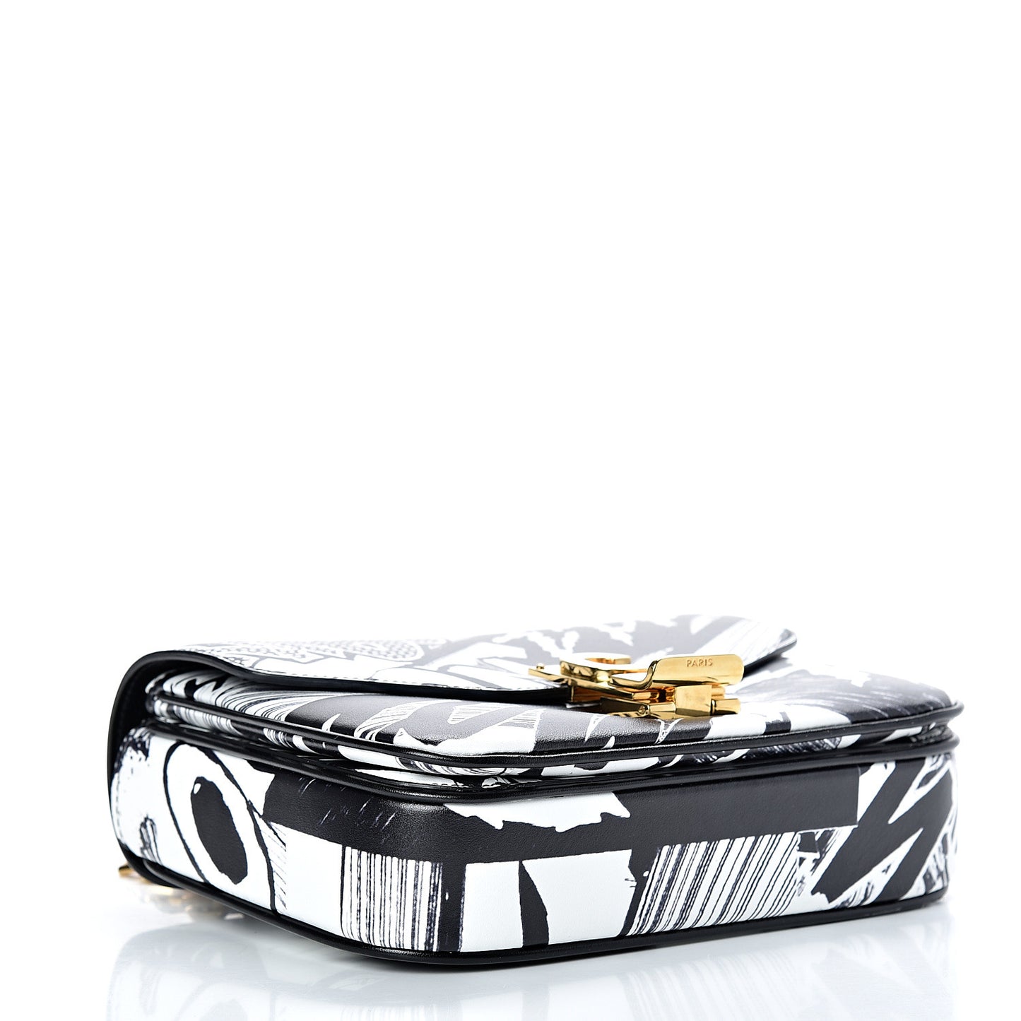 Calfskin Zzhaa Printed x Christian Marclay Small C Bag Black White