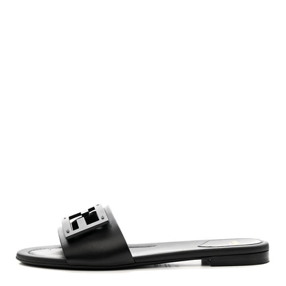 Fendi Vitello Cuoio Baguette Flat Slide Sandals 39.5 Black 1 of 9