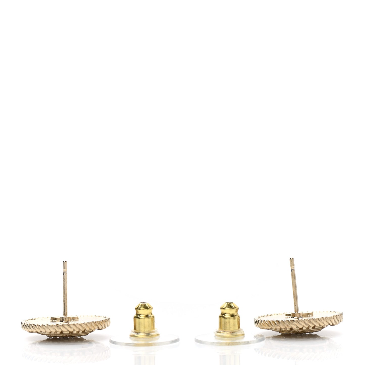 Crystal CC Round Earrings Gold