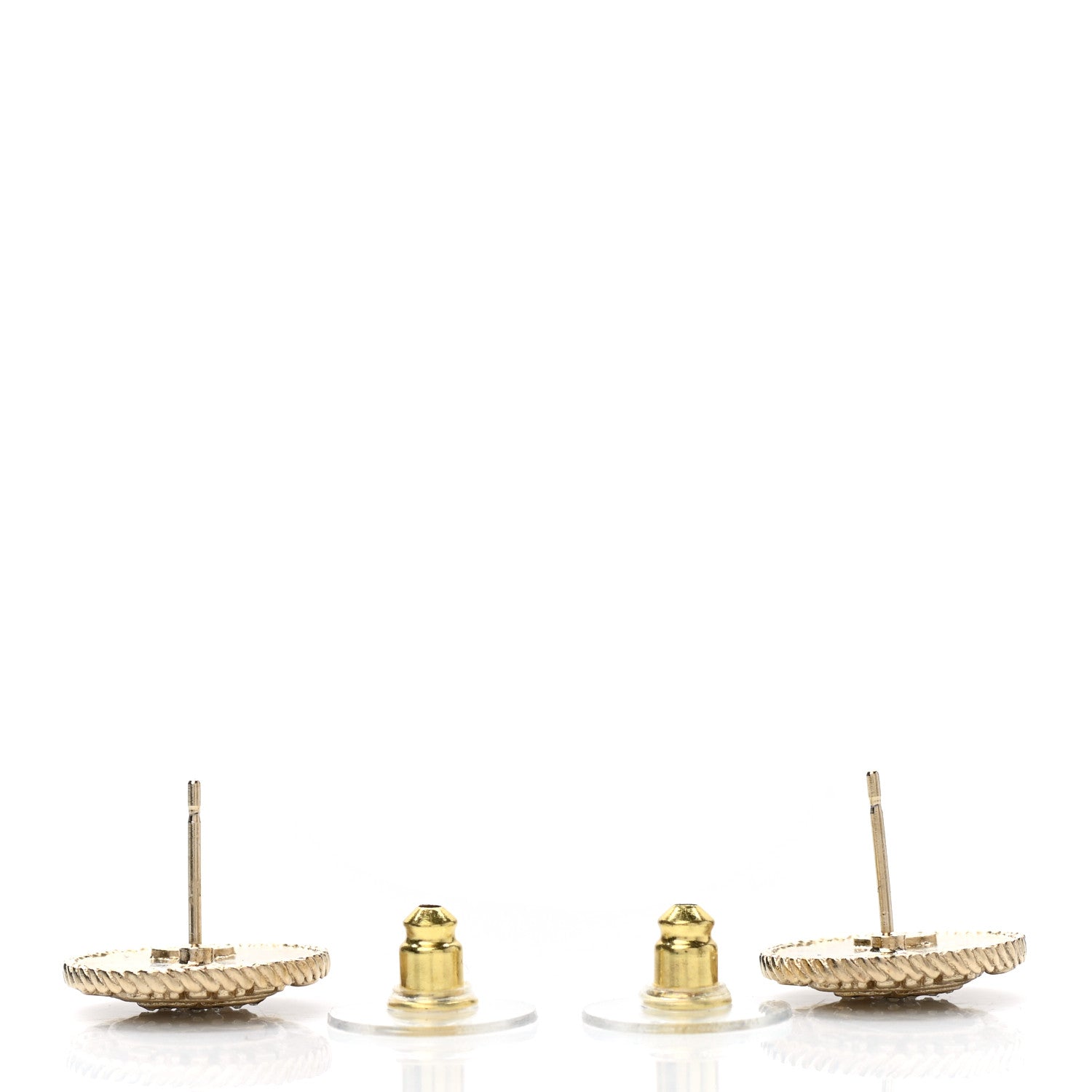 Chanel Crystal CC Round Earrings Gold 3 of 4