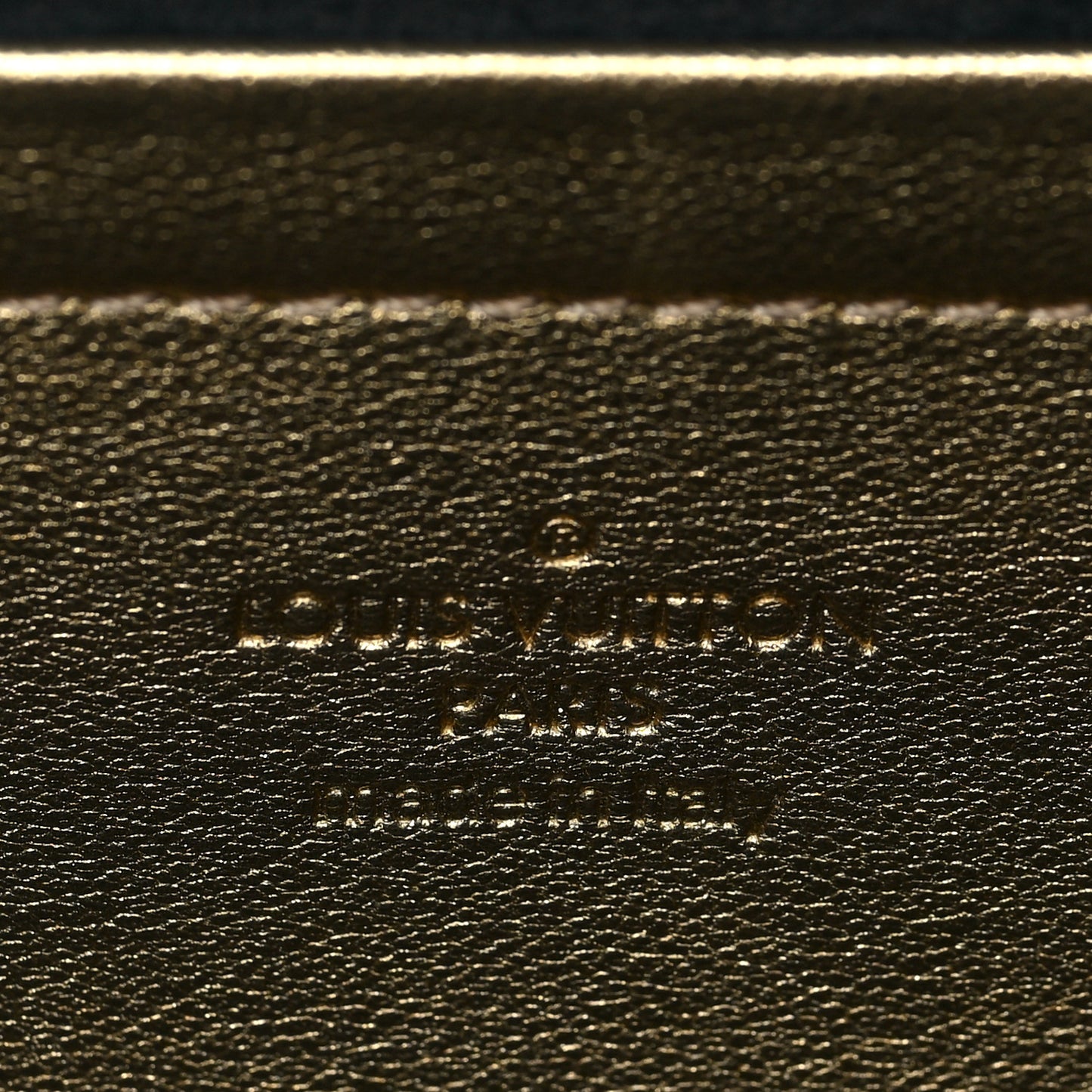 Metallic Lambskin Embossed Monogram Pochette Coussin Gold
