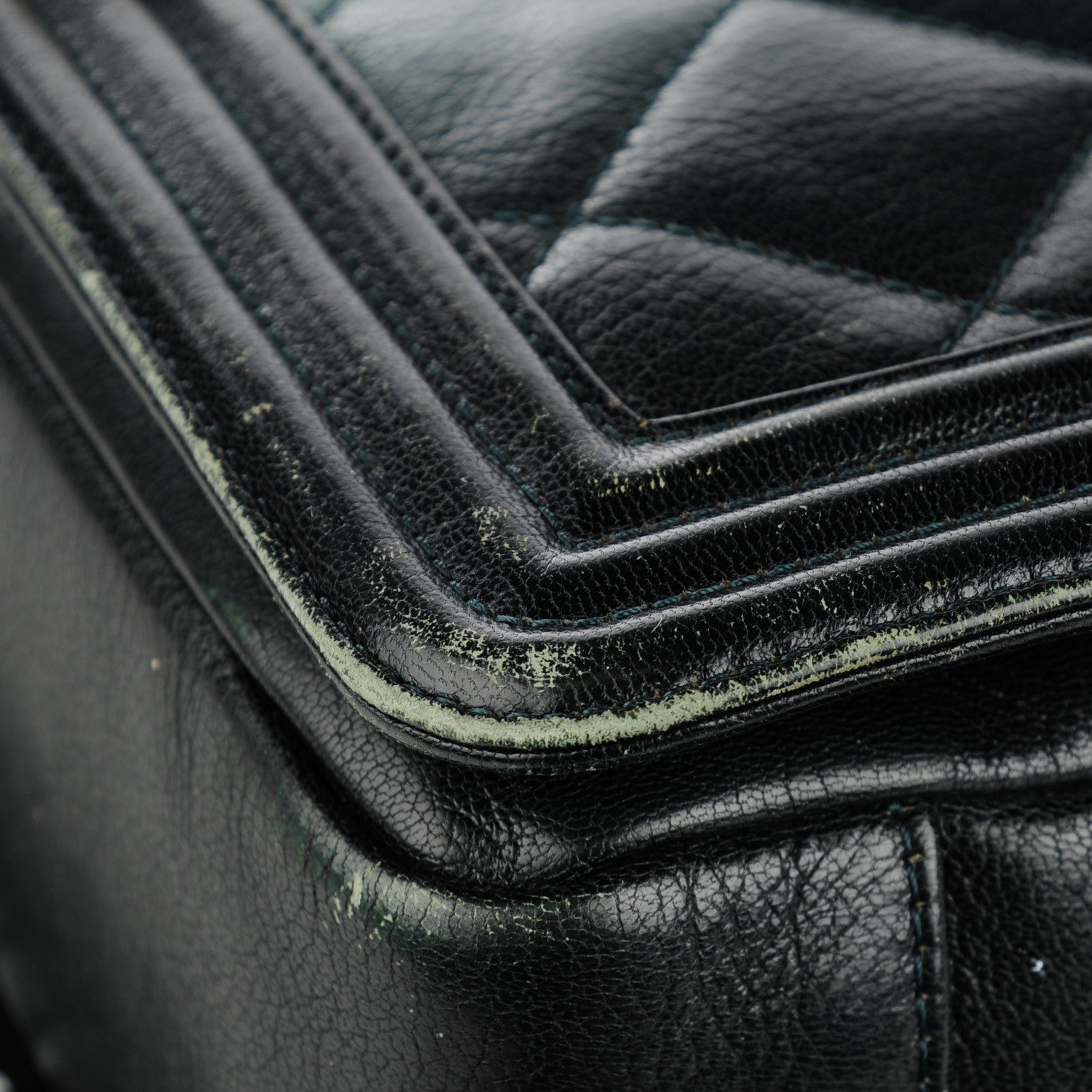 Chanel Goatskin Ombre Faded Quilted New Medium Boy Flap Dark Green 2 of 12