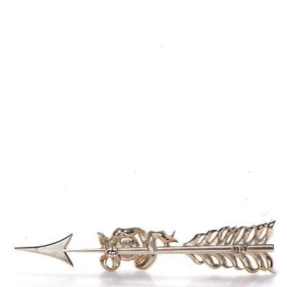 Chanel Crystal Pearl CC Arrow Brooch Gold 3 of 5