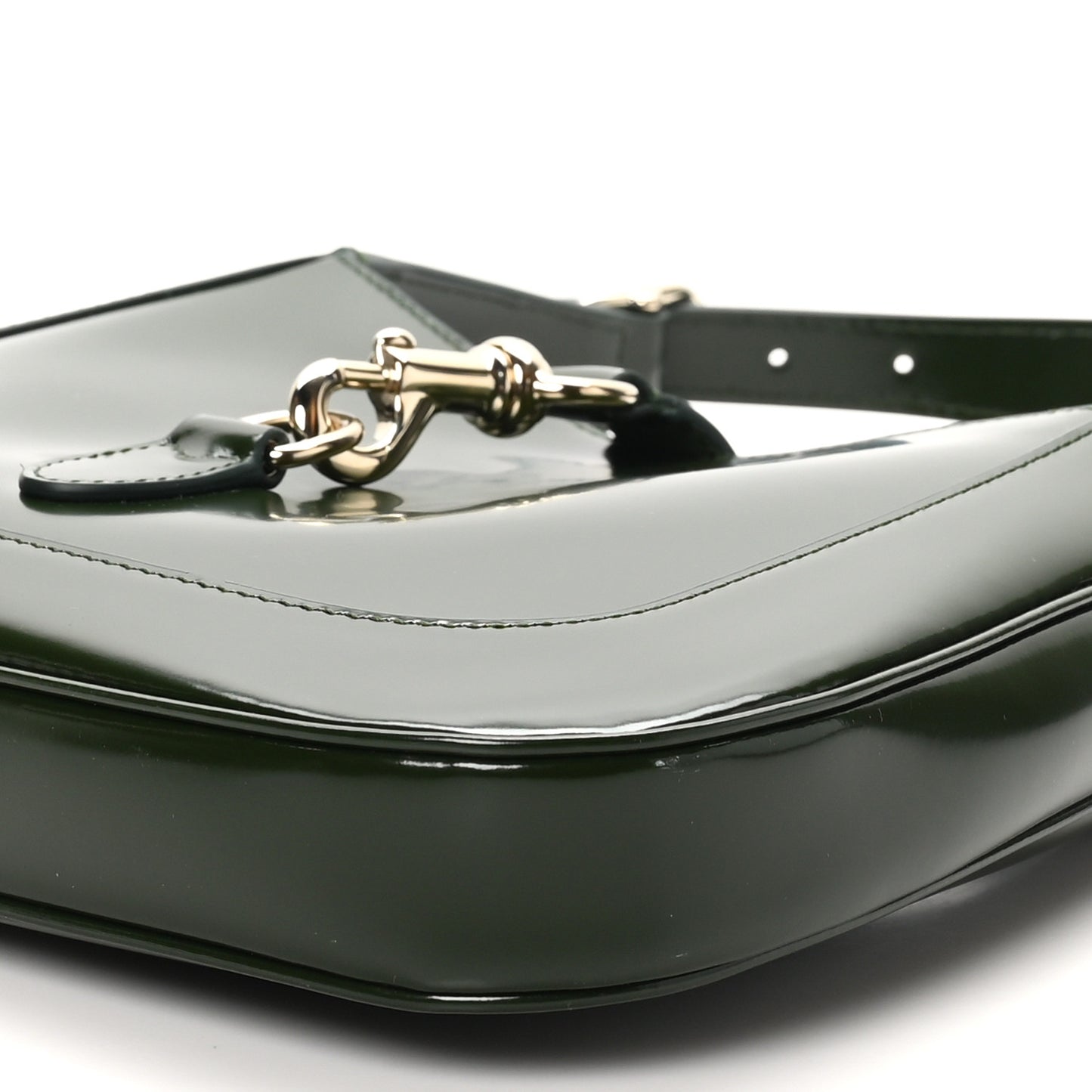 Glossed Calfskin Small Jackie Shoulder Bag Forest Green
