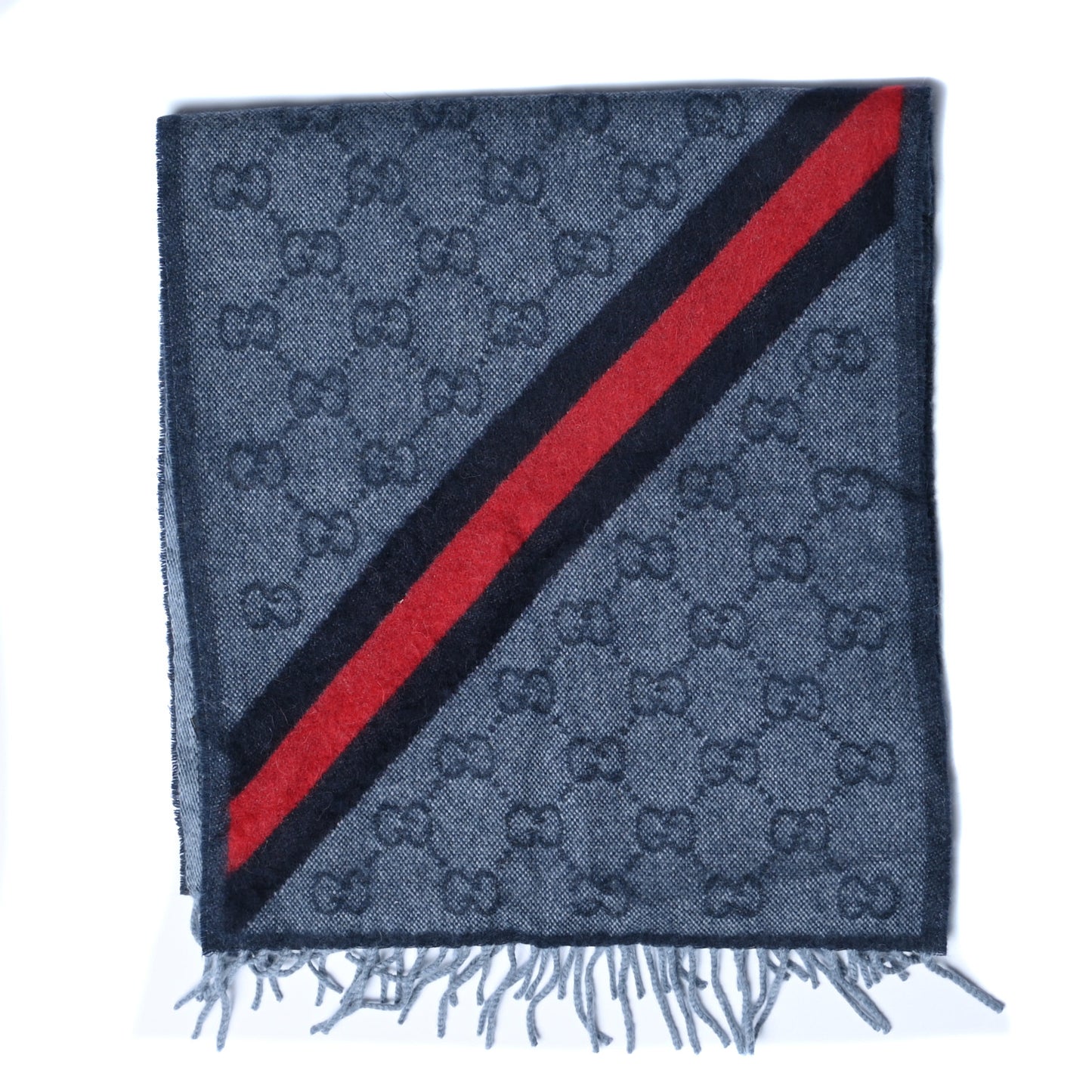 Wool Alpaca Monogram Web New Nikky Scarf Midnight Blue