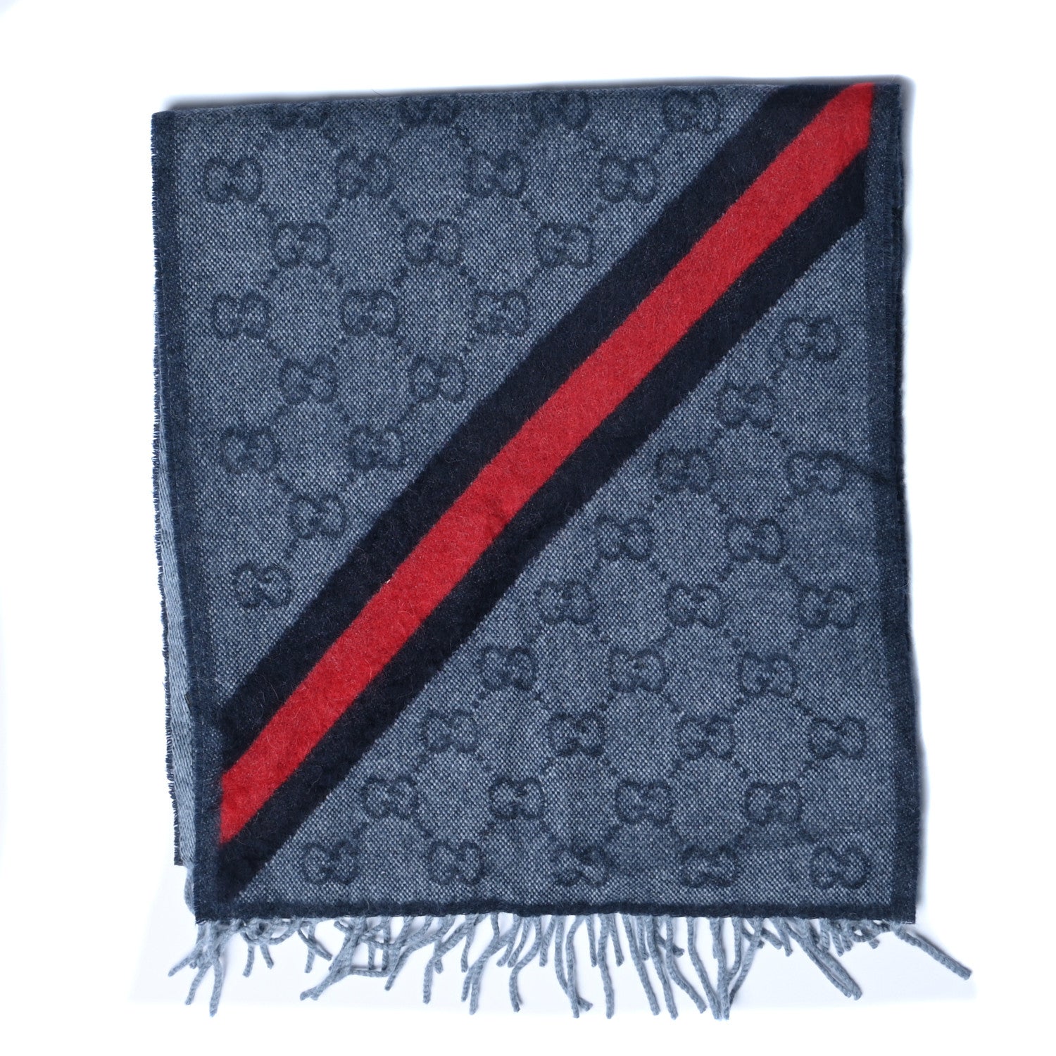 Gucci Wool Alpaca Monogram Web New Nikky Scarf Midnight Blue 4 of 4