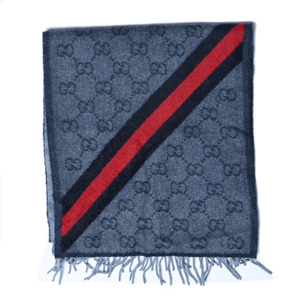 Gucci Wool Alpaca Monogram Web New Nikky Scarf Midnight Blue 4 of 4