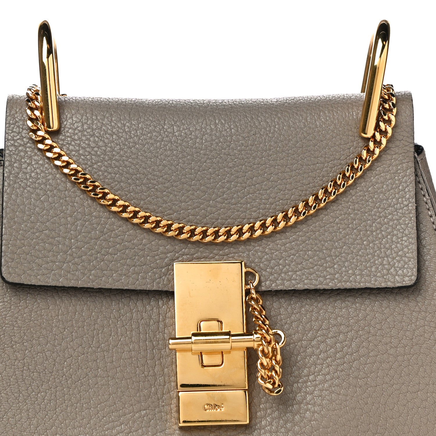 Chloe Grained Lambskin Mini Drew Shoulder Bag Motty Grey 7 of 9