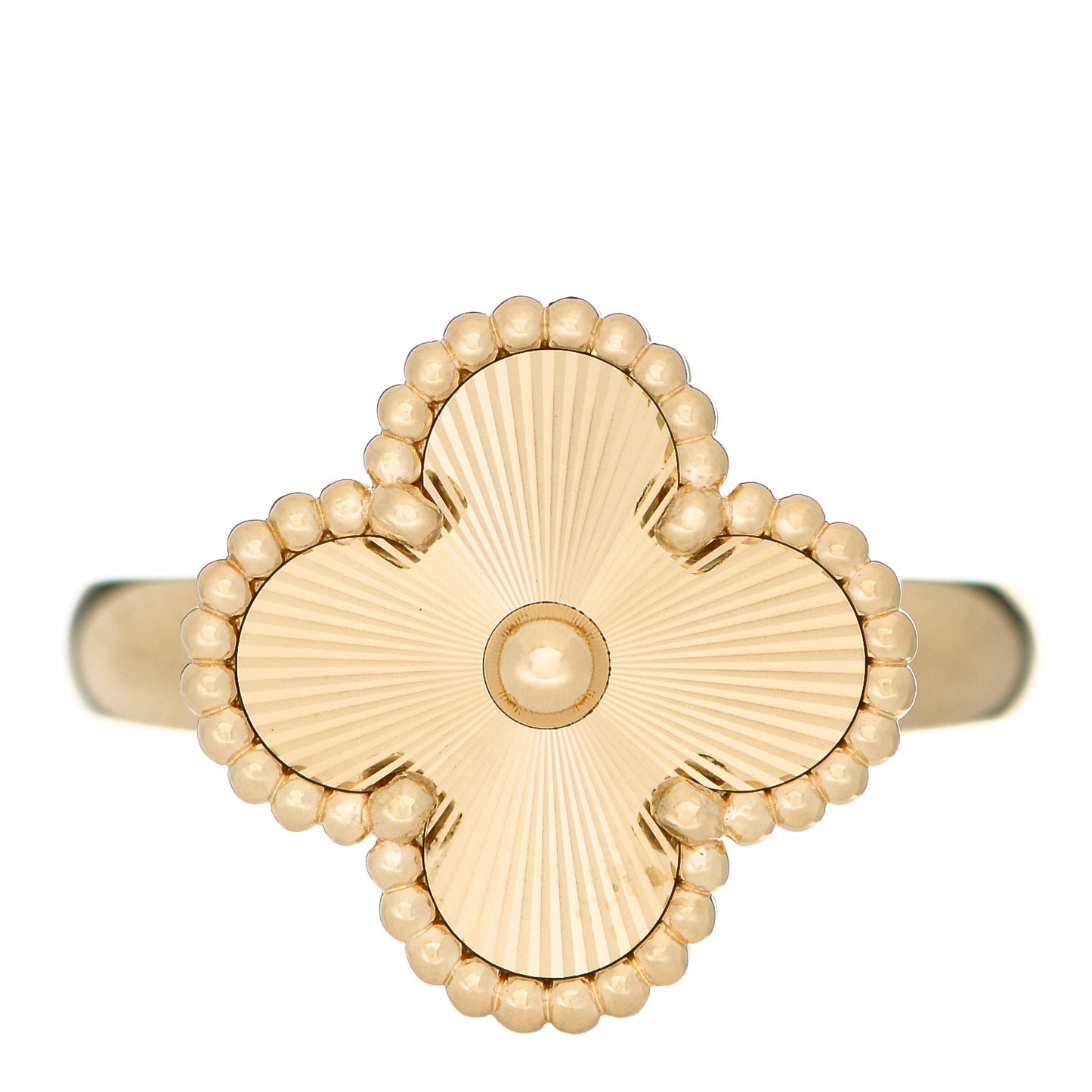 18K Yellow Gold Guilloche Vintage Alhambra Ring 52 6