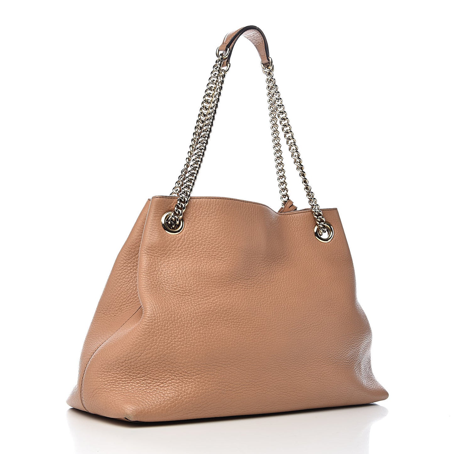 Pebbled Calfskin Medium Soho Chain Shoulder Bag Rose Beige