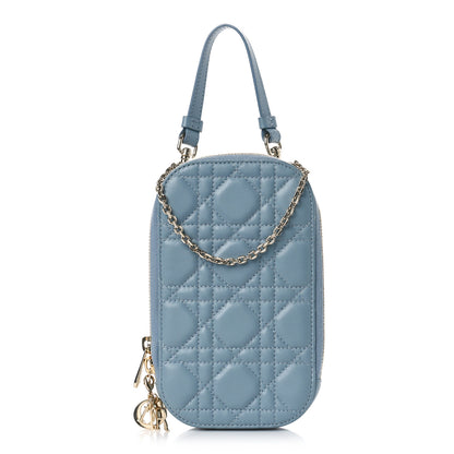 Christian Dior Lambskin Cannage Lady Dior Phone Holder Cloud Blue 1 of 8