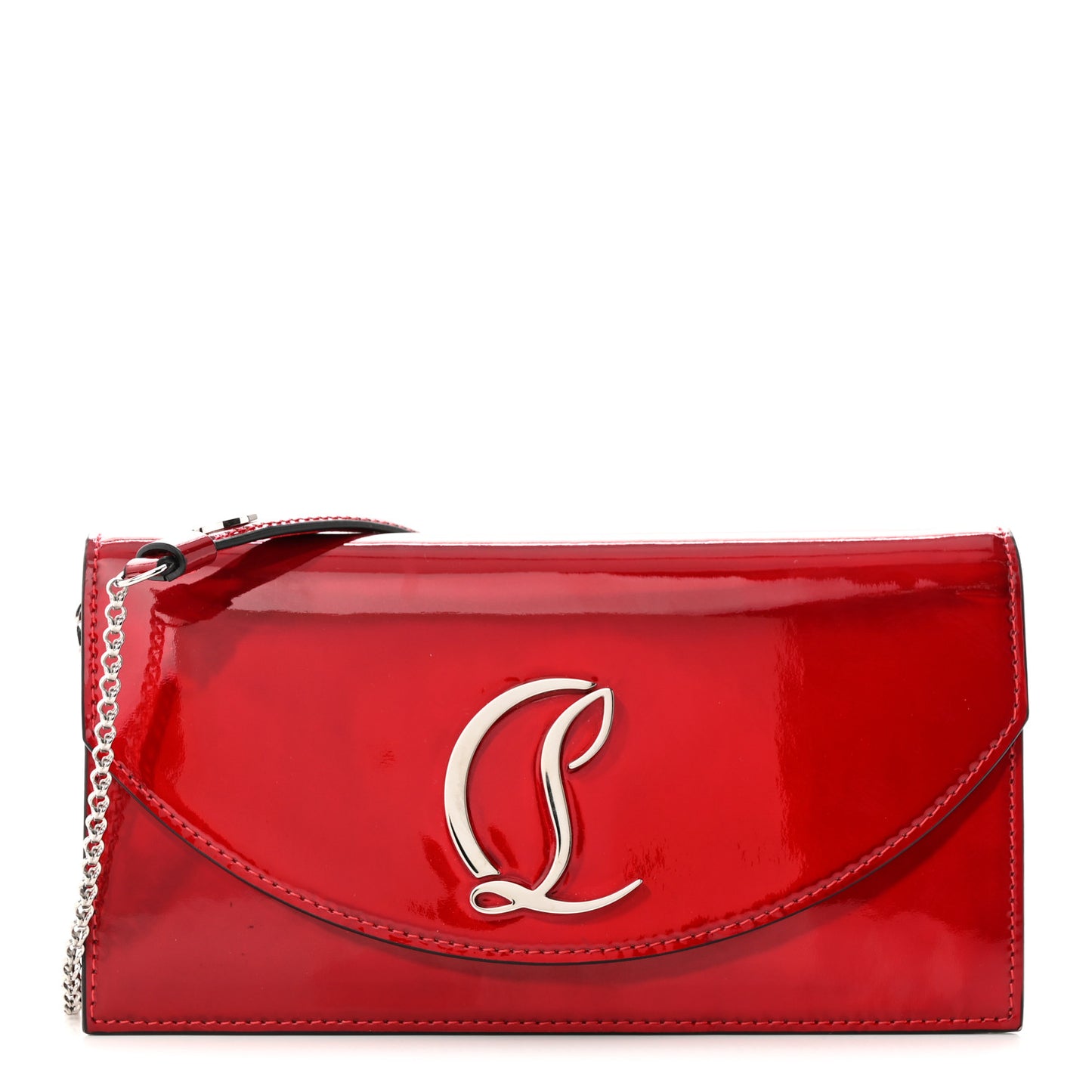 Metallic Calfskin Loubi54 Crossbody Clutch Red