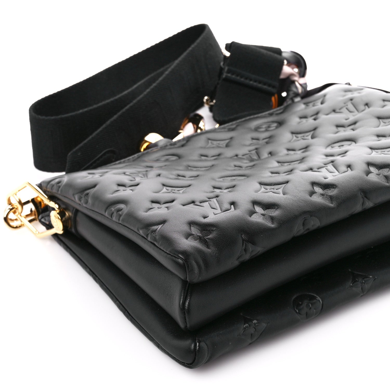 Louis Vuitton Lambskin Embossed Monogram Scarf Coussin PM Black 10 of 11