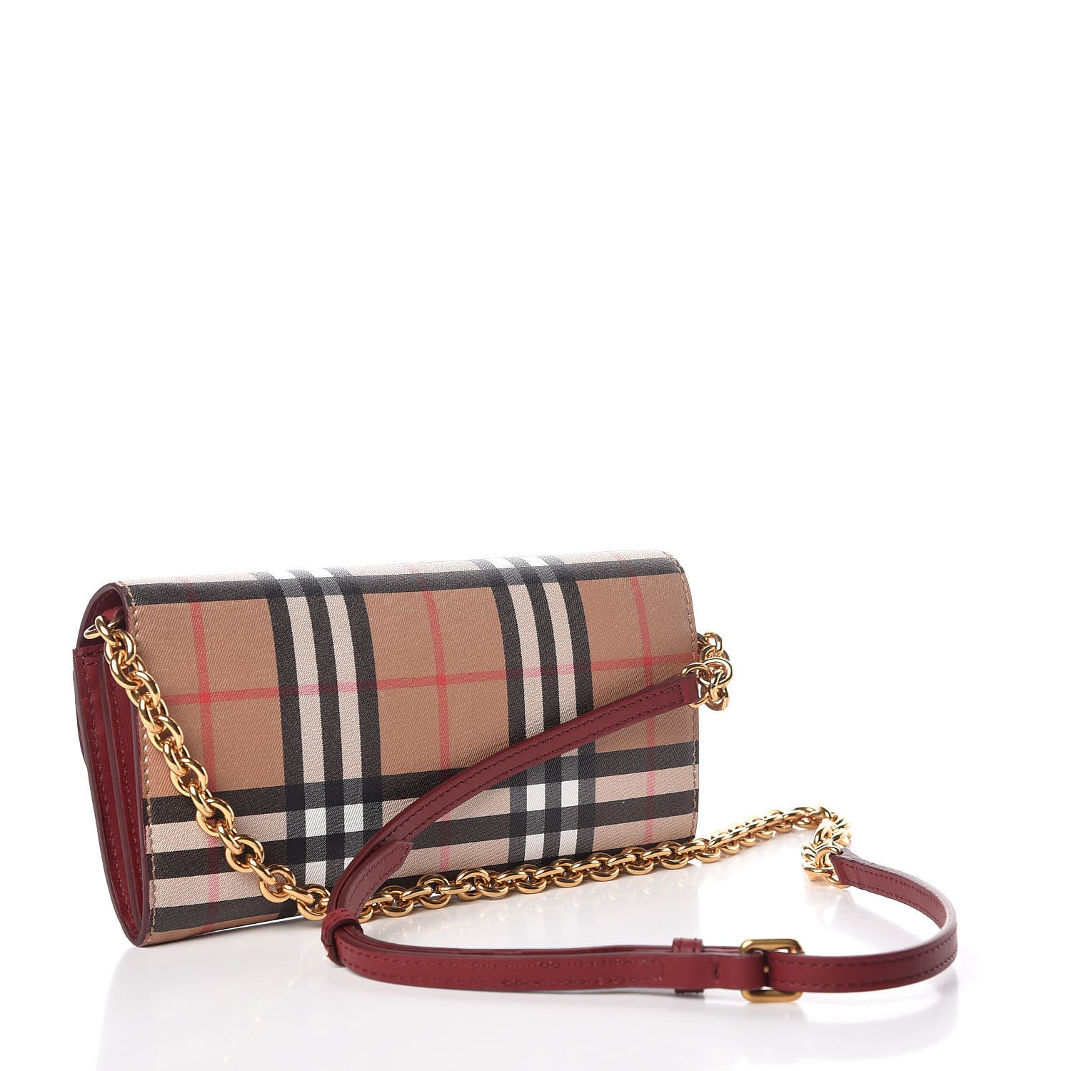 Burberry Vintage Check Henley Wallet On Chain Crimson 3 of 15