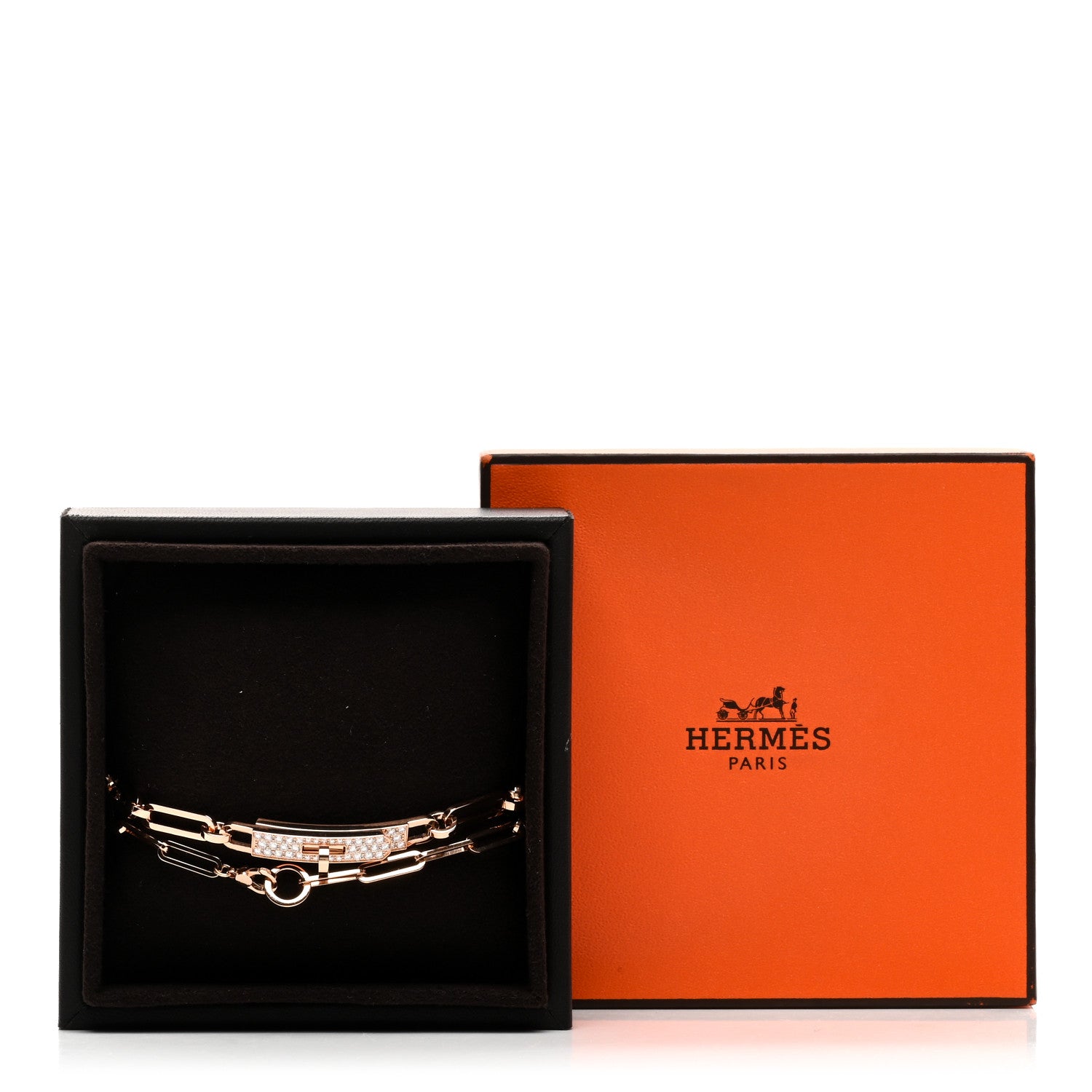 Hermes 18K Rose Gold Diamond Pave Kelly Chaine Choker Necklace 5 of 5